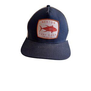 Nekton Surf Shop Navy & Beige Mesh Trucker Hat By Cory Lopez Adjustable Snapback